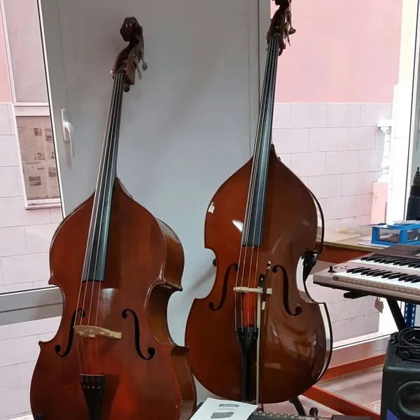 Dos contrabajos junto a la ventana
